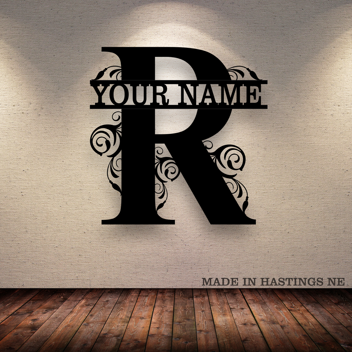 A-Z Split Letter - Your Text - Metal Monogram Sign