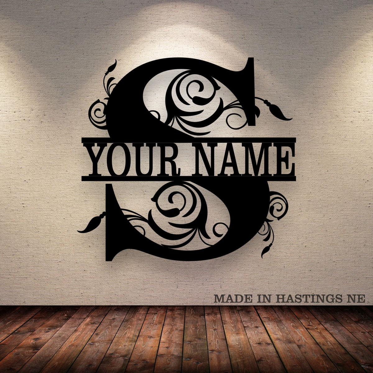 A-Z Split Letter - Your Text - Metal Monogram Sign