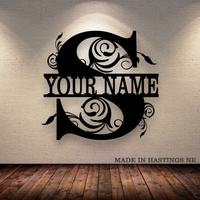A-Z Split Letter - Your Text - Metal Monogram Sign