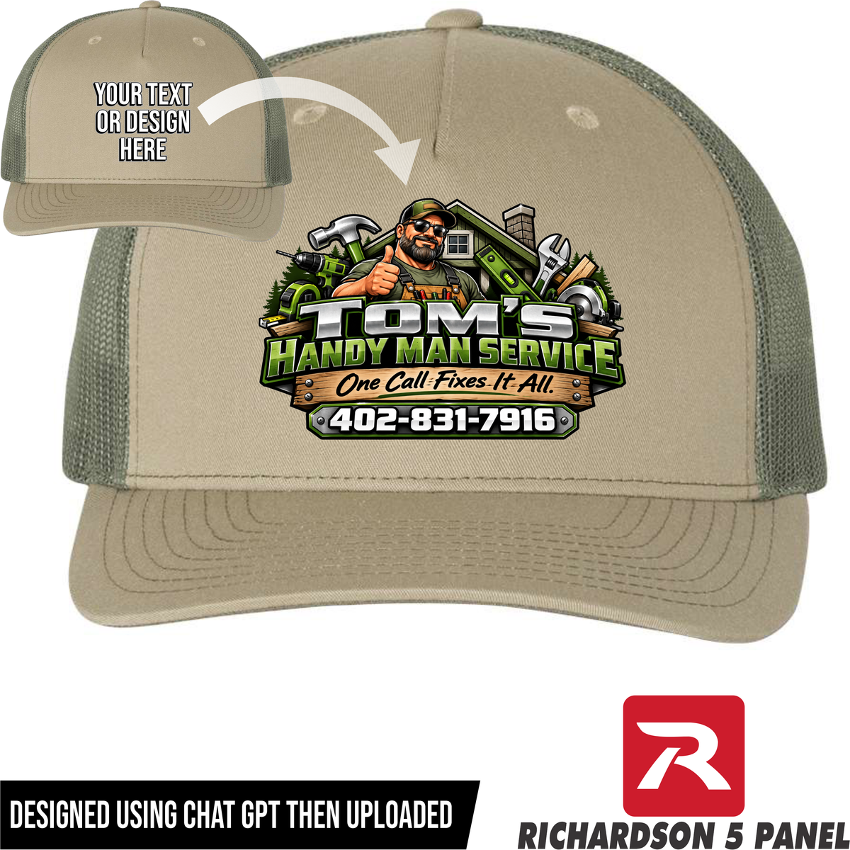 Your Text or Design Here - Richardson 112FP Five Panel Hat - Free Shipping