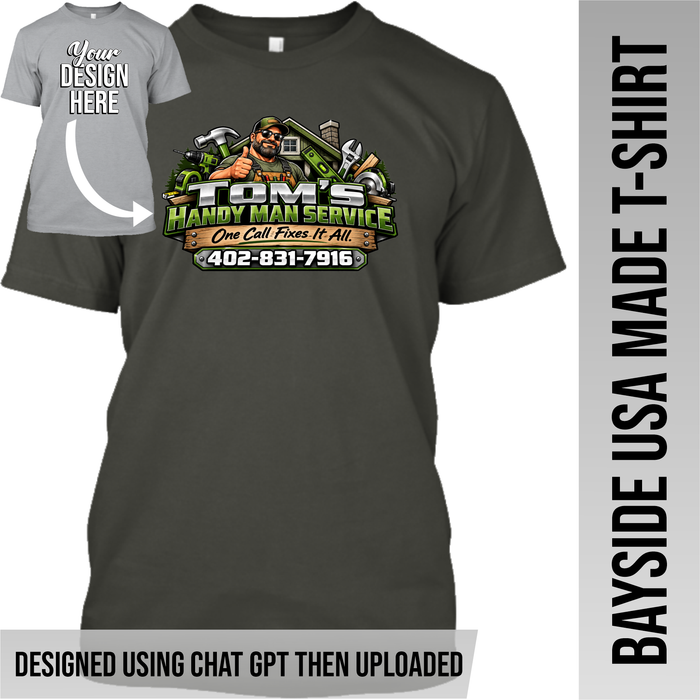 Your Text or Design Here - Front Only - Bayside Made in the USA Apparel