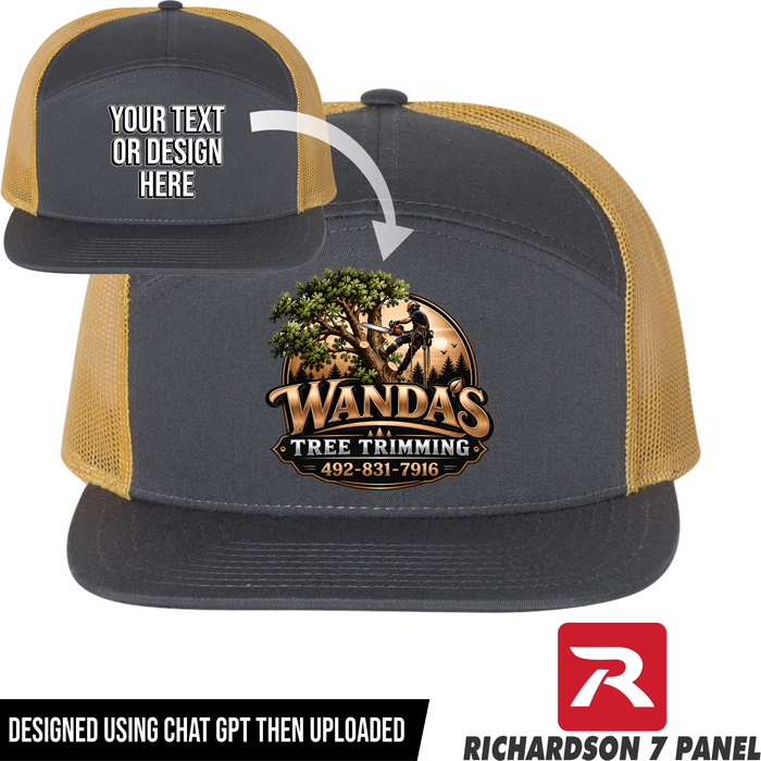 Your Text or Design Here - Richardson 168 7 Panel Hat  - Free Shipping