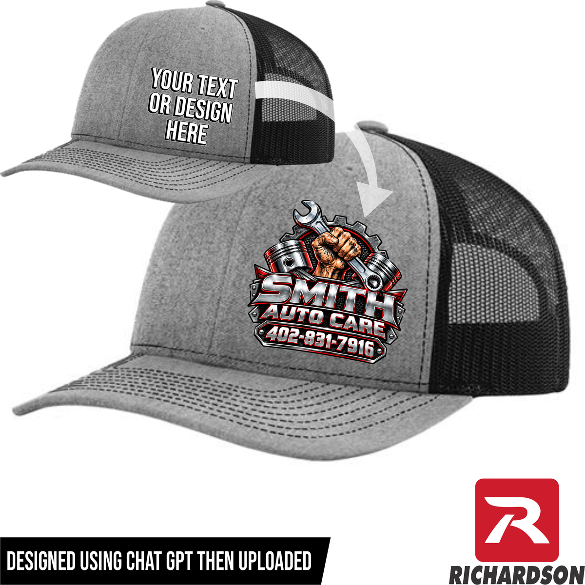 Your Text or Design Here - Richardson 112 6 Panel Hat - Free Shipping