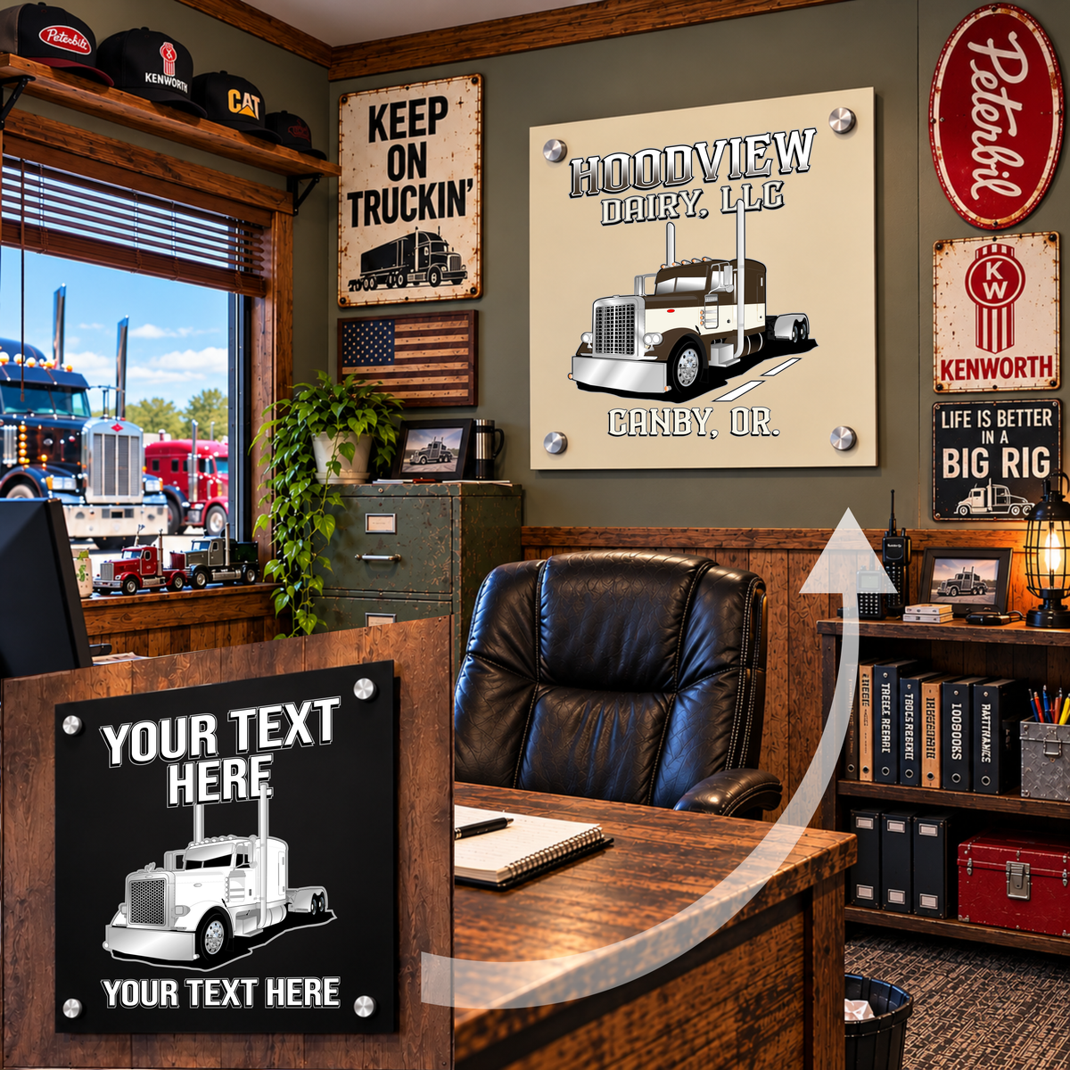 Peterbilt - Custom Acrylic Sign - Your Logo or Text Here - Free Shipping