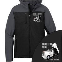 Kenworth W900 Dump Truck - Your Text Here - Port Authority Hooded Core  Soft Shell Jacket  -Free Shipping
