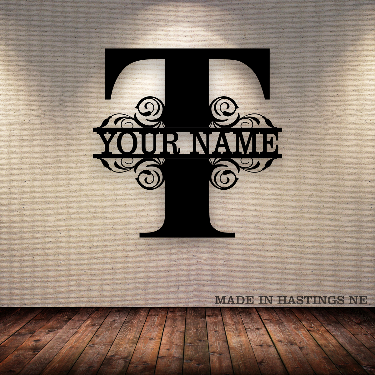 A-Z Split Letter - Your Text - Metal Monogram Sign