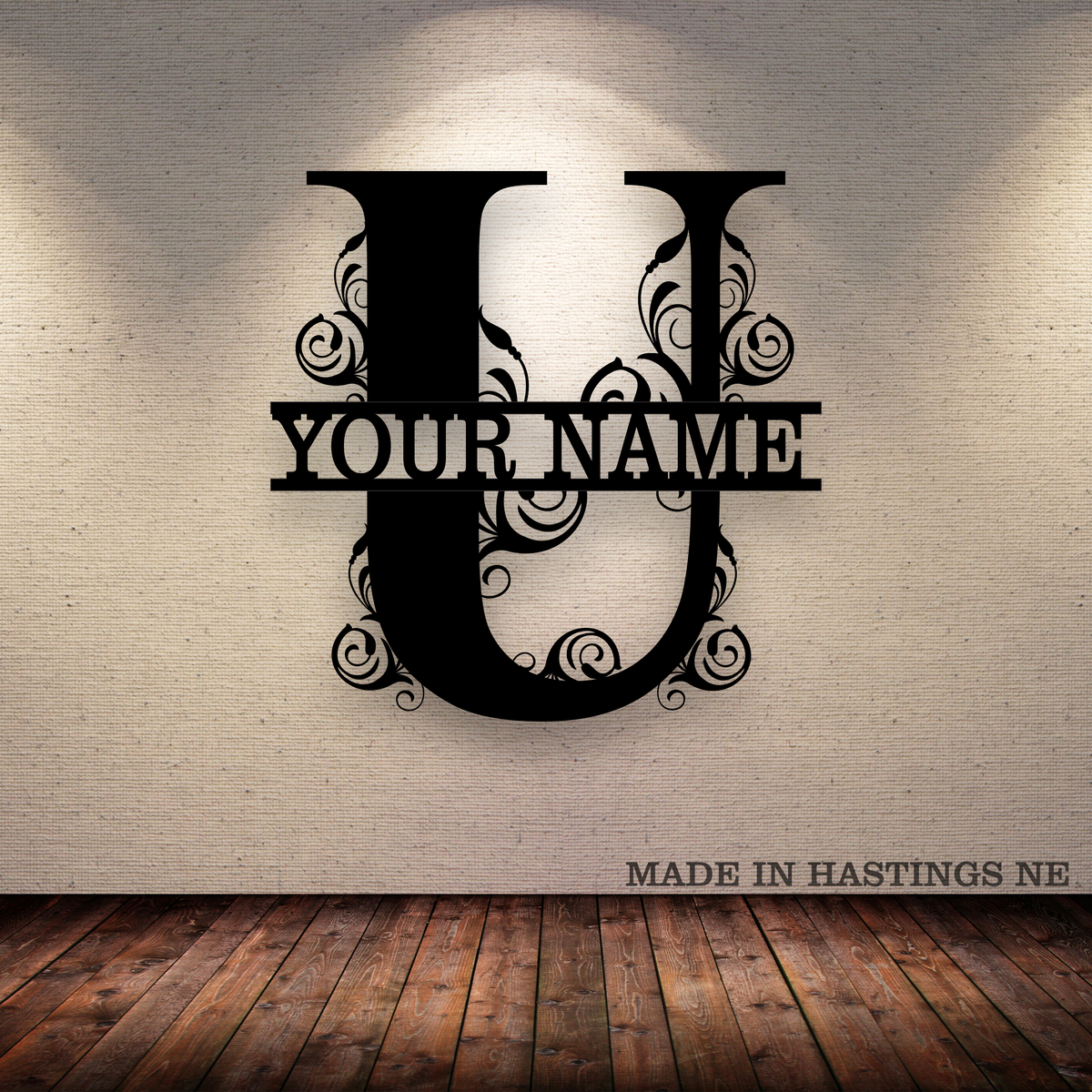 A-Z Split Letter - Your Text - Metal Monogram Sign