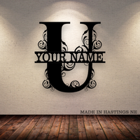 A-Z Split Letter - Your Text - Metal Monogram Sign
