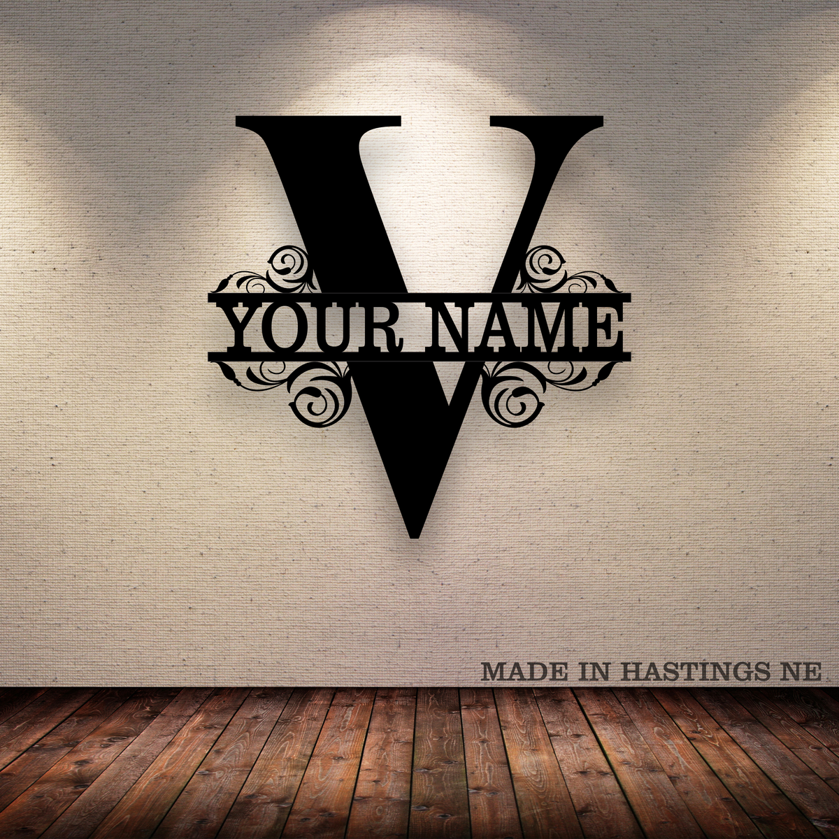 A-Z Split Letter - Your Text - Metal Monogram Sign