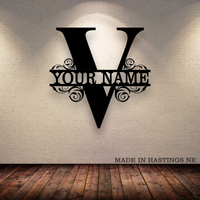 A-Z Split Letter - Your Text - Metal Monogram Sign