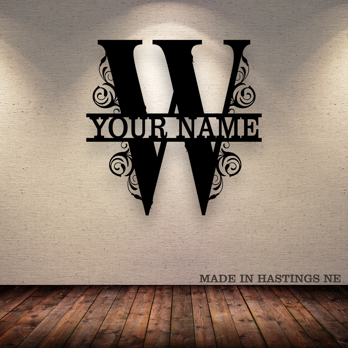 A-Z Split Letter - Your Text - Metal Monogram Sign
