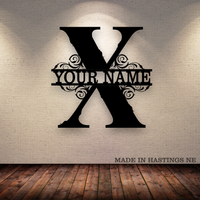 A-Z Split Letter - Your Text - Metal Monogram Sign