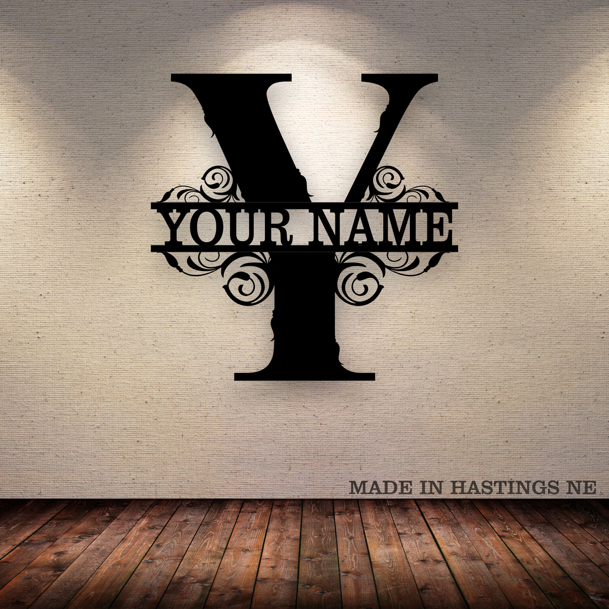 A-Z Split Letter - Your Text - Metal Monogram Sign