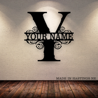 A-Z Split Letter - Your Text - Metal Monogram Sign
