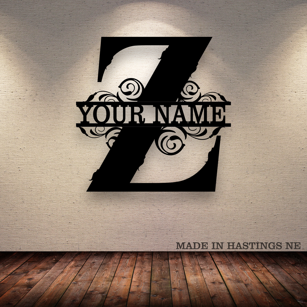A-Z Split Letter - Your Text - Metal Monogram Sign