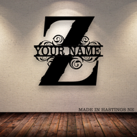A-Z Split Letter - Your Text - Metal Monogram Sign