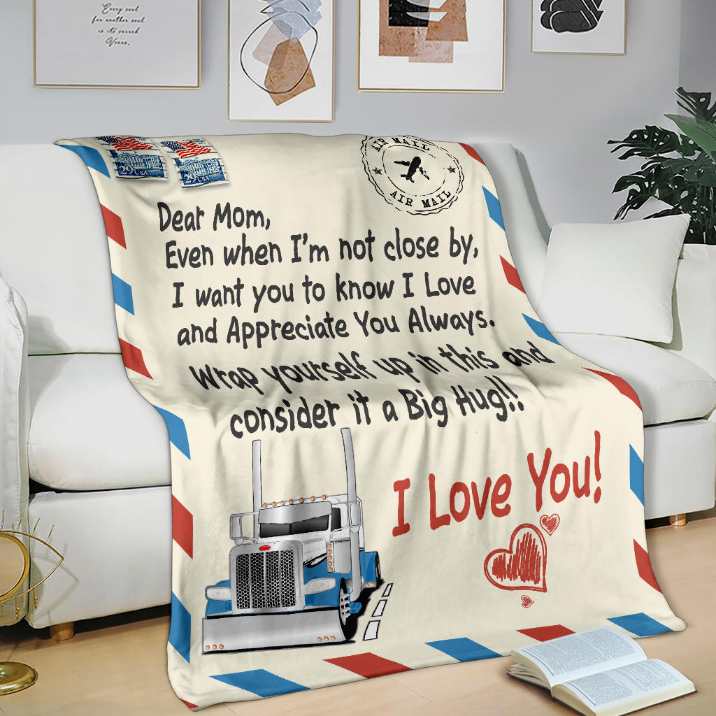 Dear Mom Postage Stamp Blanket - Mother's Day - Peterbilt - Free Shipping