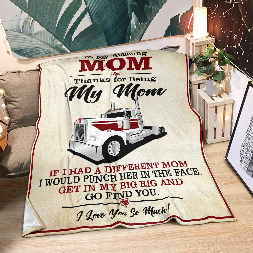 To My Amazing Mom Blanket - Kenworth W900 Day Cab